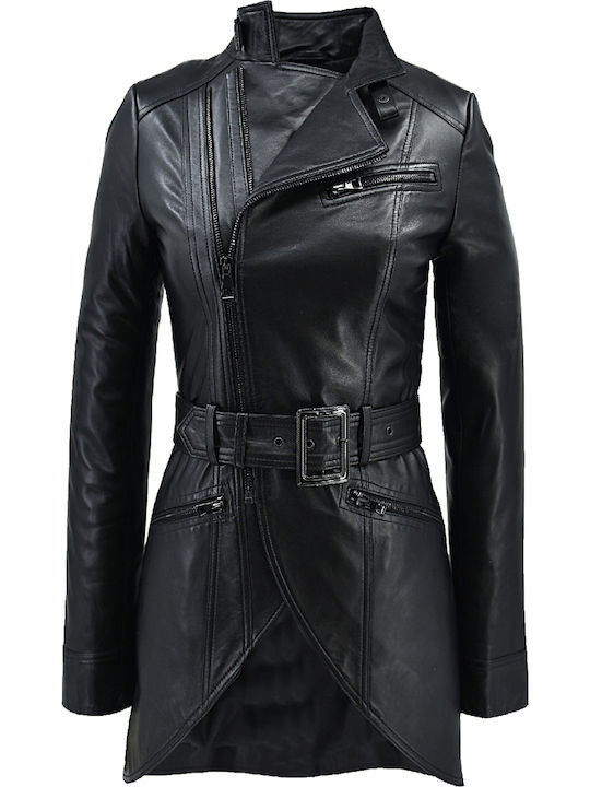 Piele Jachetă de femei Biker Jacket Negru