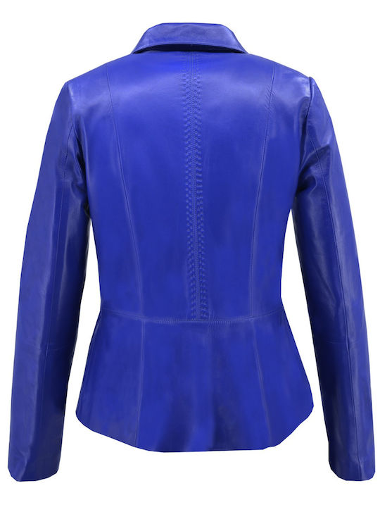 Piele Jachetă de femei Biker Jacket Albastru