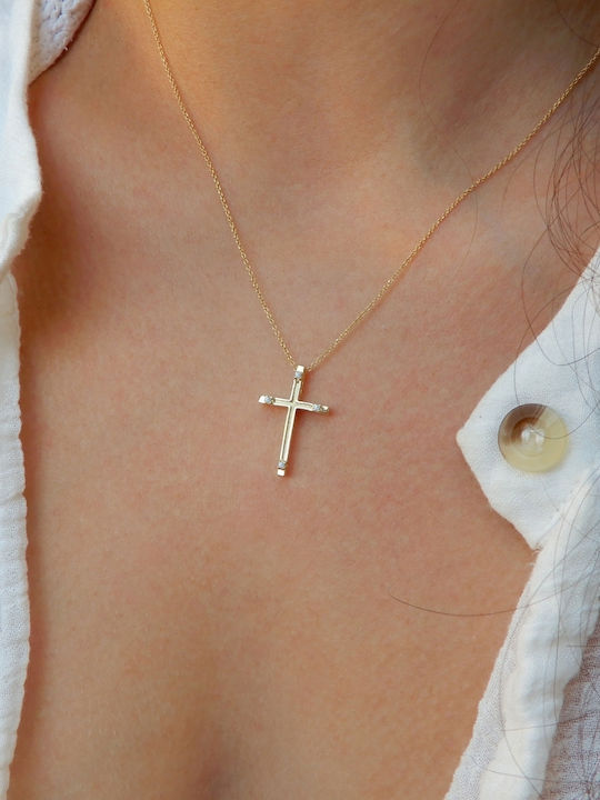 Polytimo Women's Gold Cross 14K with Chain
