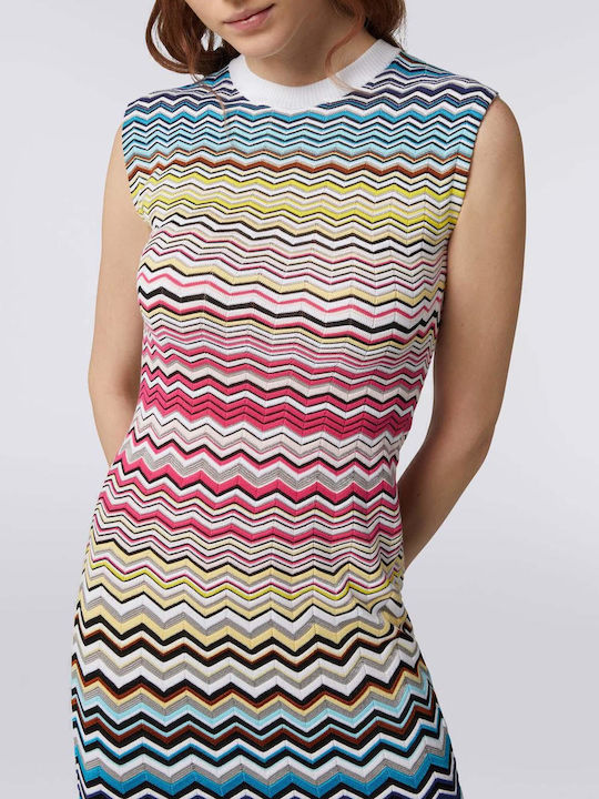 Sommer Midi Damenkleid Gestrickt Gestreift