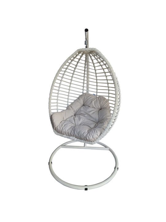 Rattan Swing Nest with Stand White L116xW116xH198cm