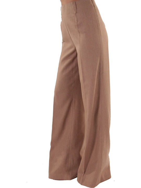 Caractere Women's High-waisted Fabric Trousers Brown