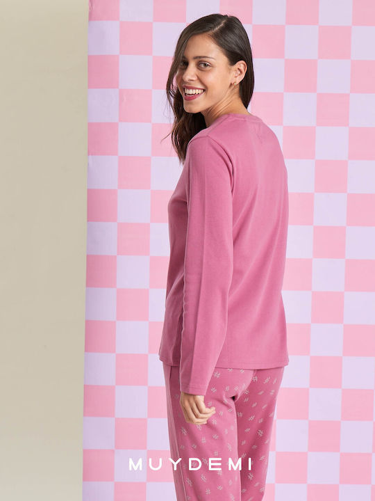 Muydemi Winter Women's Pyjama Set Cotton Pink