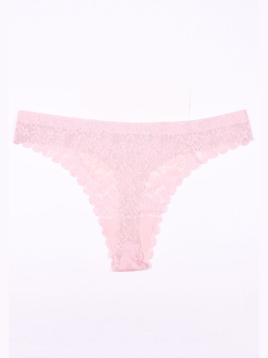 Hana Women's String with Lace Pink