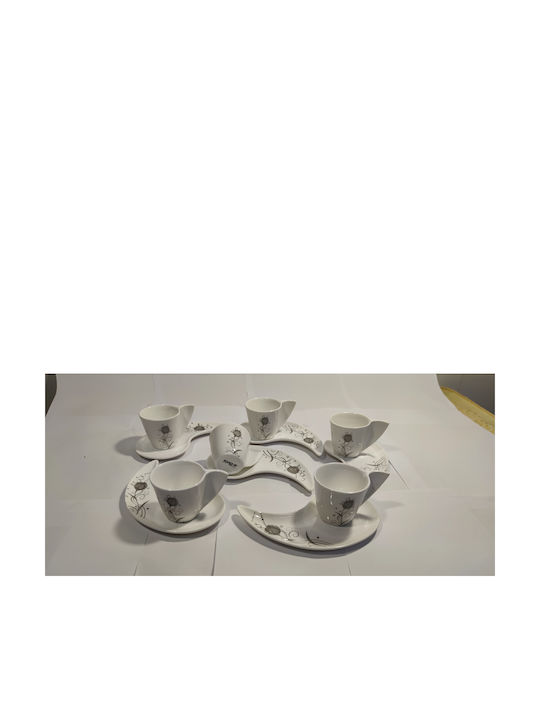 Epiplo-Fos Set Tassen Kaffee aus Porzellan Weiß 90ml 6Stück