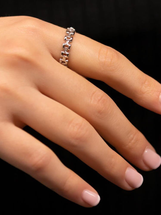 Piercing.gr Γυναικείο Δαχτυλίδι από Ατσάλι Επιχρυσωμένο