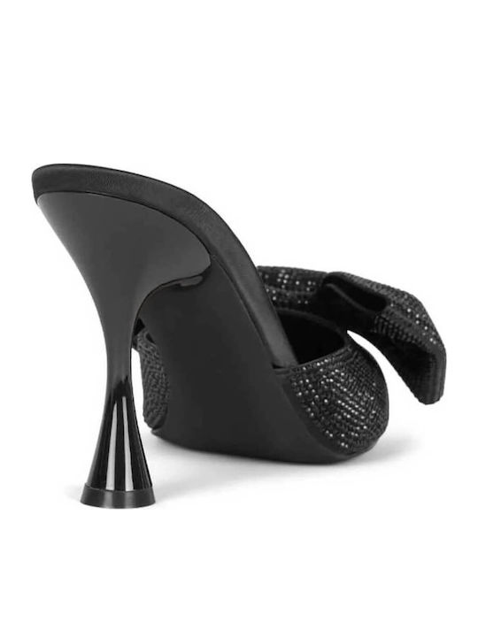 Mules with Thin High Heel in Black Color