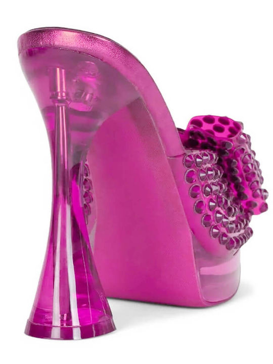 Mules with Thin High Heel in Pink Color