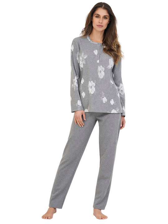 Linclalor Winter Damen Pyjama-Set Vlies Gray