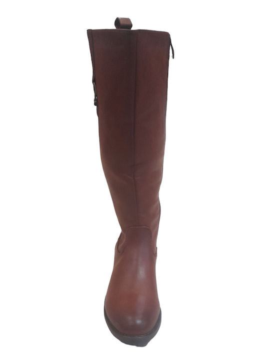 Super Mode Riding Boots with Rubber / Zipper Tabac Brown