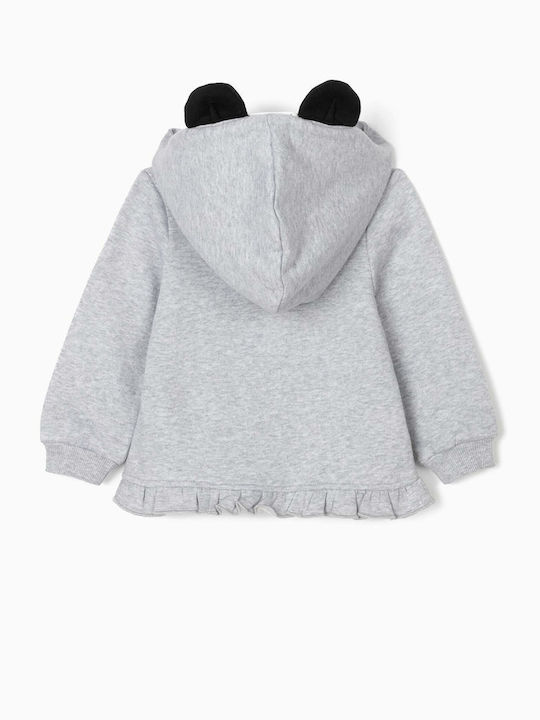 Zippy Cardigan pentru copii din material frotirat cu glugă Gray