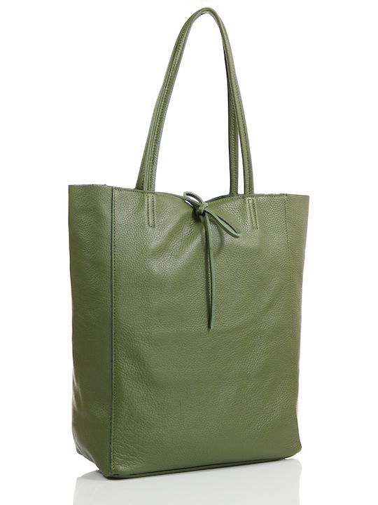 Passaggio Leather Leather Women's Bag Shopper Shoulder Green