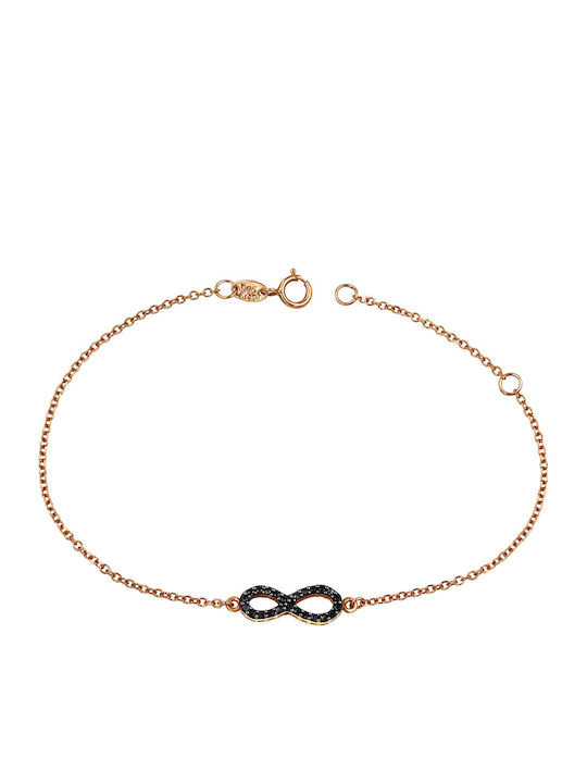 Roloi Kaliamanis Bracelet with design Infinity made of Gold 14K with Zircon