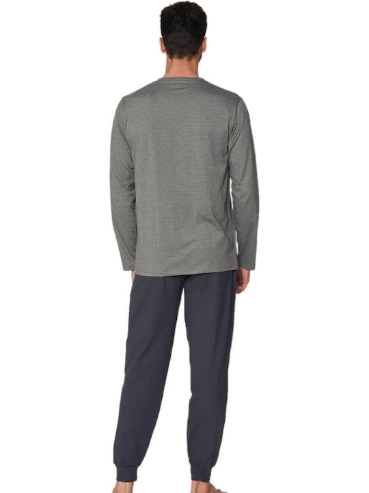 Admas Men's Winter Cotton Pajamas Set Gray