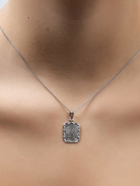 Eforo Pendant Kids Talisman with the Virgin Mary made of White Gold 14K PA11200003