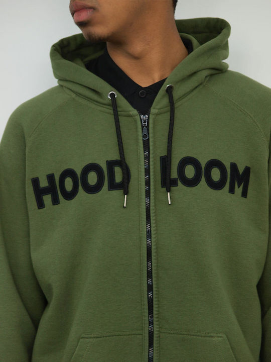 HoodLoom Men's Sweatshirt Jacket with Hood and Pockets Khaki