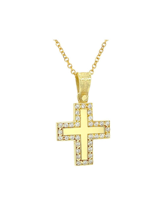 Xryseio Damen Gold Kreuz 14K