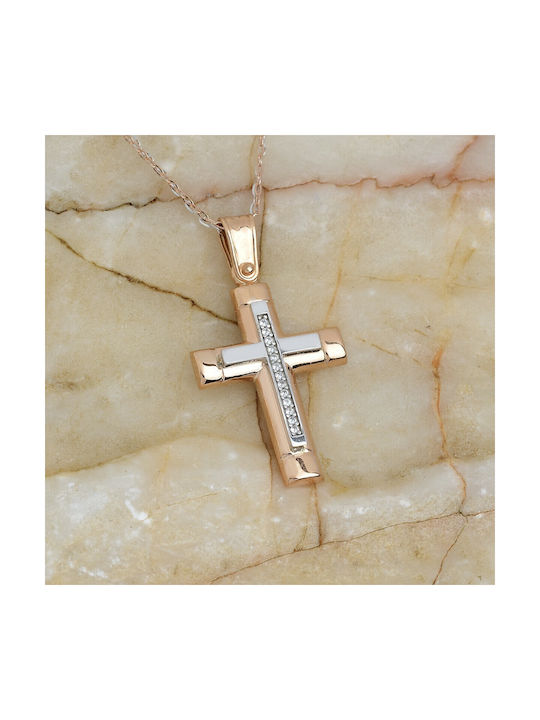 Ioannou24 Damen Gold Kreuz 14K mit Kette