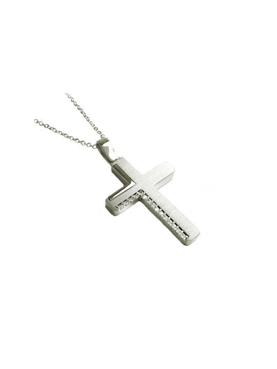 Art d or Damen Weißgold Kreuz 14K mit Kette