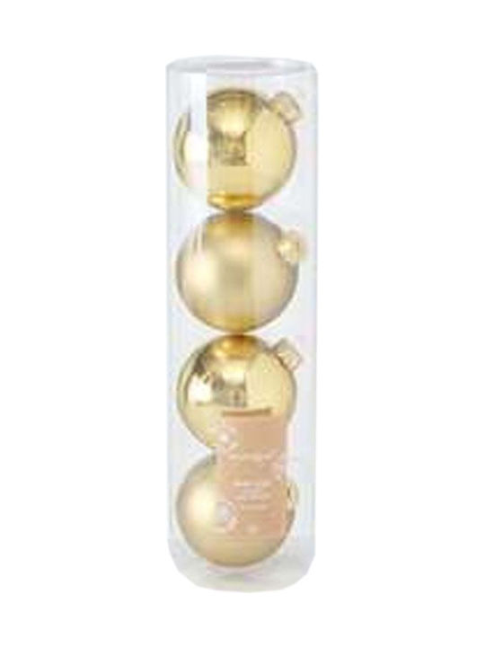 MSA Christmas Glass Ball Ornament Gold 4pcs