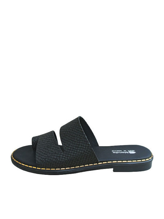 Leather Women's Flat Sandals Anatomic in Black Color