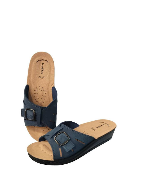 Bella Damen Flache Sandalen Anatomisch in Blau Farbe