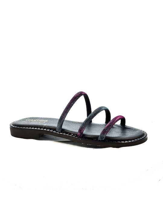 Yfantidis Women's Flat Sandals in Black Color