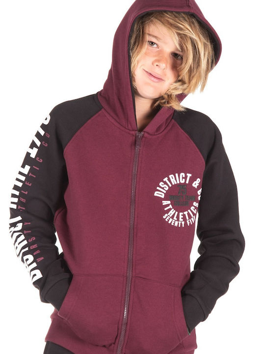 Kids Sweatshirt Cardigan with Hood Burgundy