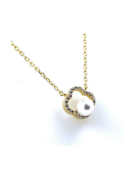 CHrysolithos Necklace from Gold Plated Silver with Pearls & Zircon