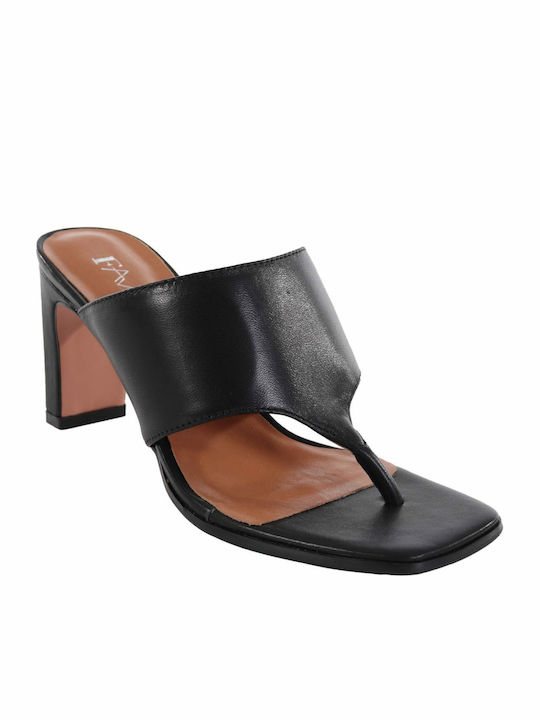 Favela Women's Sandals Black with Chunky High Heel