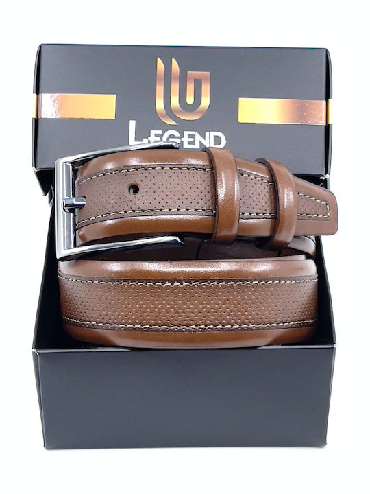 Legend Accessories Мъжки Колан Кожен от Кожа Тютюнев Legend Accessories Мъжки Колан Кожен от Кожа Тютюнев