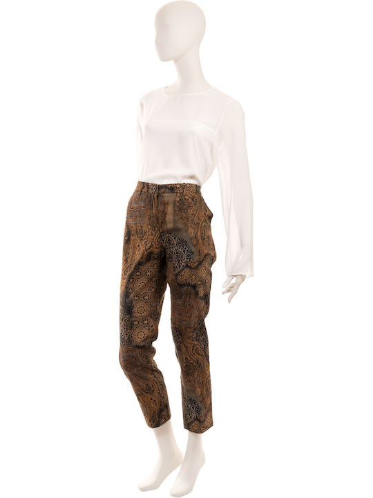 Lui E Lei Women's High-waisted Cotton Trousers Brown