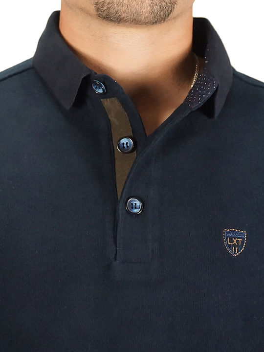 Lexton Men's Long Sleeve Blouse Polo Navy Blue