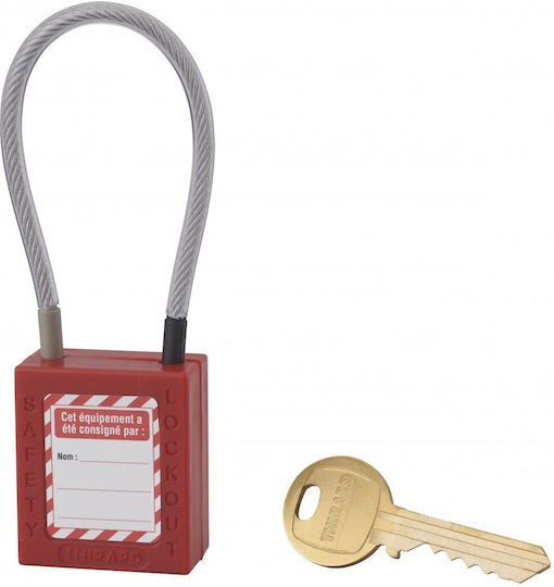 Thirard Plastic Padlock with Cable with Key 38mm Red 1pcs
