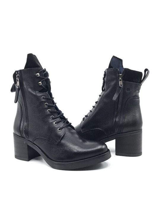Leder Stiefeletten Damen Schwarz