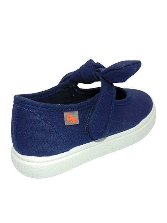 Παιδικές Μπαλαρίνες mit Bügel- und Schleifenverschluss Stoff Blau