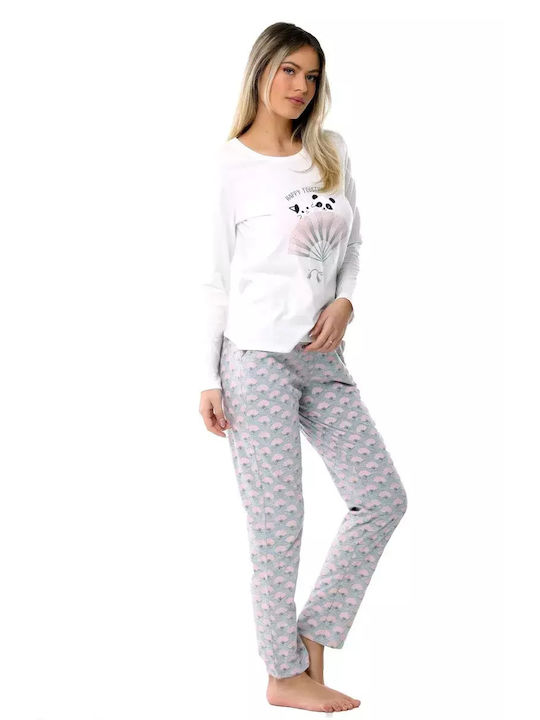 Bonatti Winter Damen Pyjama-Set Baumwolle Weiß