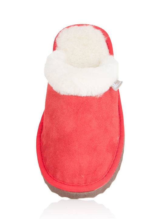 Lederne Winter Damen Hausschuhe Rote