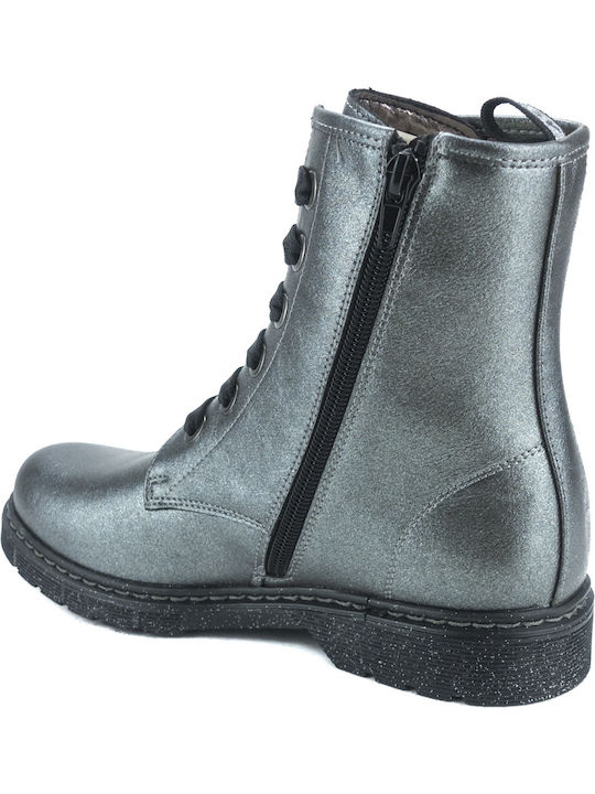Kinderstiefel mit Schnürsenkeln Silber
