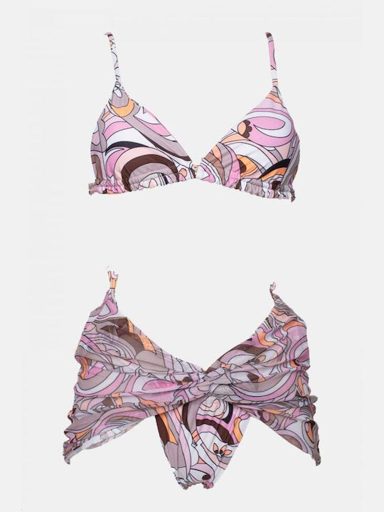 Set Bikini 3 Τεμαχίων Τριγωνάκι Ροζ