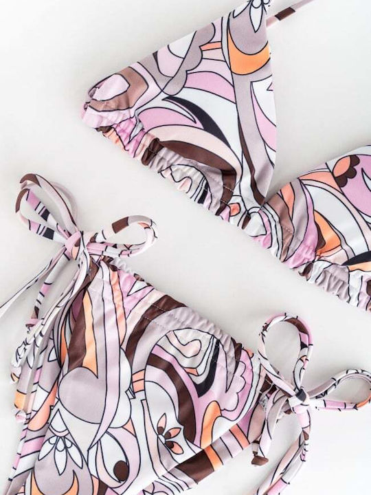 Set Bikini 3 Τεμαχίων Τριγωνάκι Ροζ