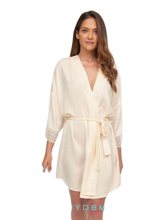 Muydemi Sommer Damen Satin Robe Weiß