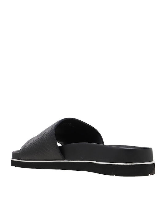 Leather Women's Flat Sandals in Black Color