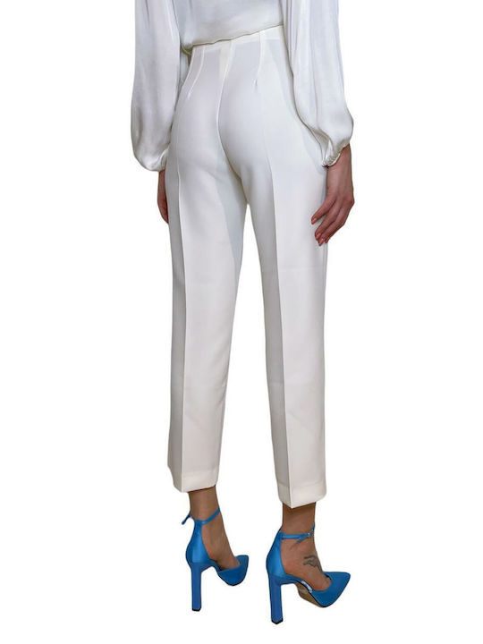 Motel Women's High-waisted Fabric Trousers White