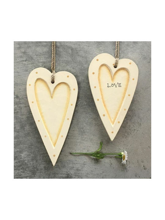 Synchronia Christmas Wooden Heart Ornament Beige 7x13.5cm