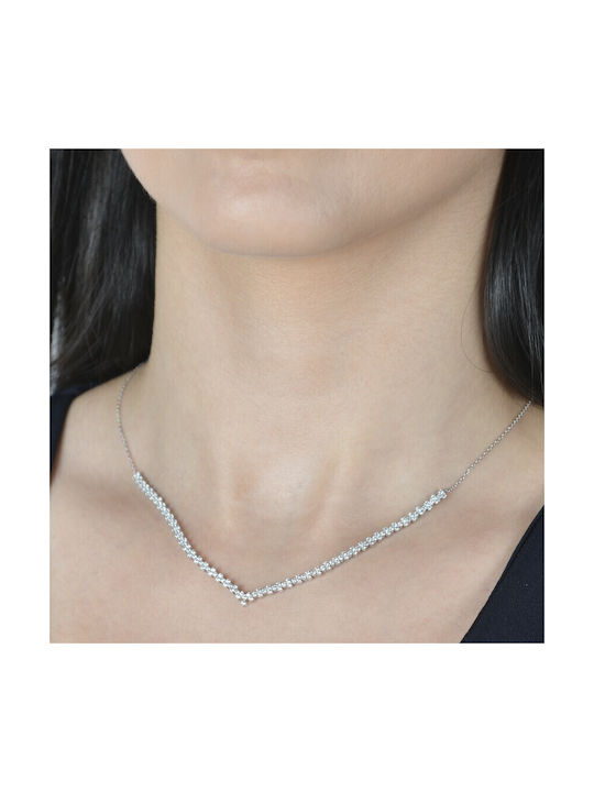 Necklace from White Gold 14K with Zircon