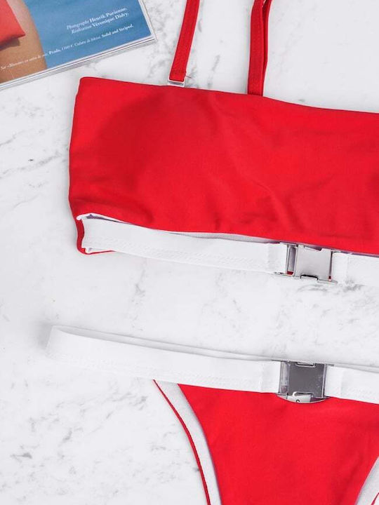Set Bikini mit Abnehmbarer Verstärkung Brasilien Rot