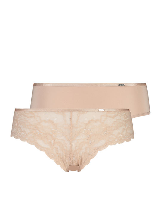 Angie Γυναικεία Brazil 2Pack με Δαντέλα Μπεζ