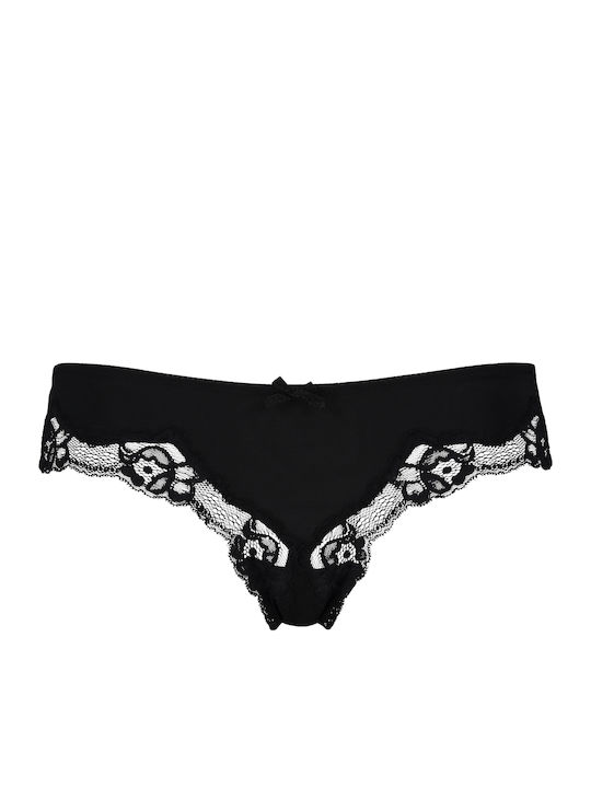 Secret Lace Damen Slip Schwarz