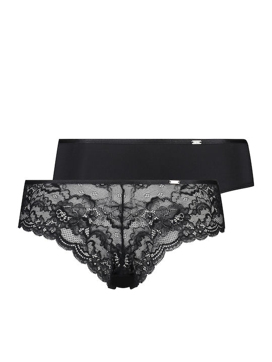 Angie Γυναικεία Brazil 2Pack με Δαντέλα Μαύρα